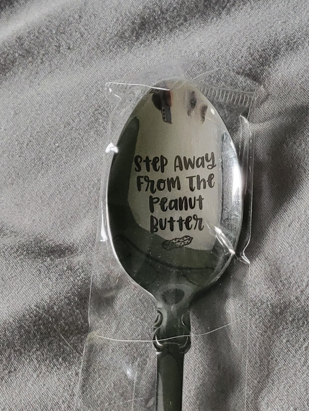 Engraved Stainless Steel Spoon - 'Step Away From The Peanut Butter'